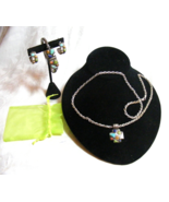 Vintage Set Sterling Silver Jewelry Necklace Bracelet &amp; Pierced Earrings... - €126,65 EUR