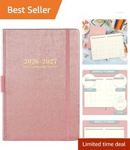 Sophisticated 5.7'' x 8.2'' Planner 2026-2027: Faux Leather, Stickers In... - $47.47