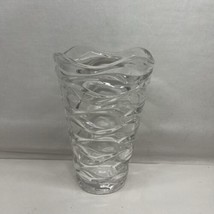 Modernist Crystal Glass Vase Wavy Pattern  (8-3/4”h) - $59.40