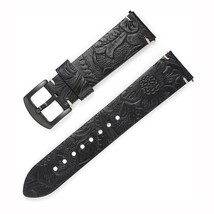 Premium Quality Engraved Italian Leather Handmade Watch Strap 22mm Black - £18.47 GBP