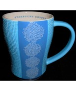 2007 Starbucks BLUE/WHITE DESIGN 12 oz HANDLED MUG - $337.11 MXN