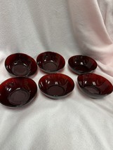 Set of 4 Vintage Anchor Hocking Royal Ruby Red Dessert Berry Sauce Bowls 4 1/2” - £31.38 GBP