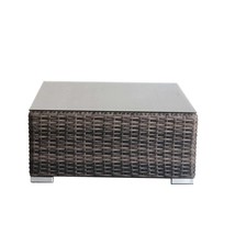 Modern Outdoor Coffee Table, Glass Top, Brown Wicker, 28&quot; Square - $177.99