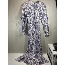 Refka Womens Long Sleeve Maxi Dress Ruffle Paisley Flower Drawstring Wai... - $464.68 MXN