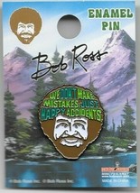 Bob Ross Smiling Face We Don&#39;t Make Mistakes Metal Enamel Lapel Pin NEW ... - £5.50 GBP