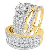 3.20 Ctw Real Moissanite 14K Two-Tone Gold Over Wedding His &amp; Her Trio R... - $3,466.81 MXN