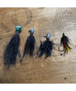 4 Fly Fishing Lures Vintage Black Feather - $184.53 MXN