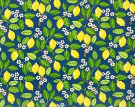 Pkl Lemon Tree Indigo Blue Green Outdoor Indoor Multiuse Fabric By Yard 54&quot;W - £7.98 GBP