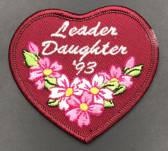 Vintage 1993 Girls Scouts Burgundy Heart Shaped Patch - Leader Daughter &#39;93 - £7.58 GBP