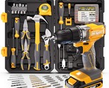 Complete Home And Garage Hand Tool Kit Set For Diy By Hi-Spec In Yellow 18V - $111.94