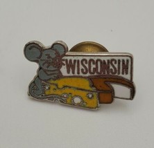 &quot;Wisconsin&quot; Mouse With Cheese Souvenir Enamel Lapel Hat Pin - £11.50 GBP