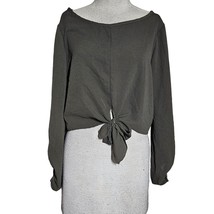 Dark Green Long Sleeve Crop Blouse Size Small  - £19.41 GBP