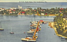 Fort Lauderdale Fl~Yacht BASIN-ELEVATED VIEW~1948 Postmark Postcard - £7.99 GBP