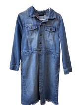 New York and Company Womens Small Denim Raw Hem Jean Coat 3/4 Sleeve Duster - £20.63 GBP