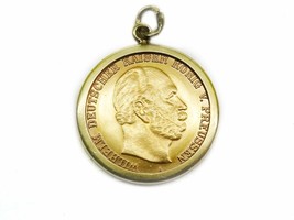 Gold 1877 Wilhelm Deutscher Kaiser Konig V. Preussen 5 Mark Coin Pendant - $625.00