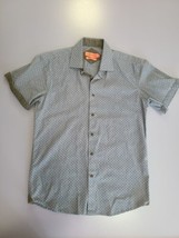 American Breed Mens Sz M Button Up Modern Fit Polka Dot Shirt Short Roll Sleeve - £13.35 GBP