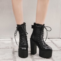 Big Size 43 INS Hot Sale Women&#39;s Boots Solid High Heel Ankle Boots Platform Qual - £80.64 GBP