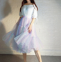 Pastel Color Layered Tulle Skirt Women Custom Plus Size Rainbow Tulle Midi Skirt image 11