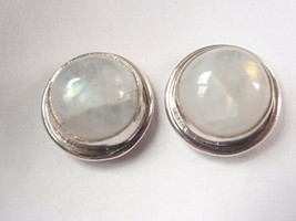 Blue Moonstone 925 Sterling Silver Round Stud Earrings m18t - £11.57 GBP