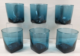 6 Anchor Hocking Rio Costal Blue 11 Oz Tumbler Set Elegant Square Base D... - £47.36 GBP