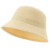 Lightbird Women Woven Bucket Hat, Mesh Beach Sun Hat,Foldable Travel Sun Cap for - £29.71 GBP