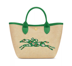 Longchamp Le Panier Pliage Small Embroidered Straw Effect Crossbody Tote ~NIP~ - £217.62 GBP