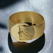 Goldtone Jeweled Bird Brushed Metal Vintage Cuff Bracelet Bangle - £24.06 GBP