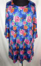 Women&#39;s XXL(20) The Pioneer Woman blue floral 3/4 flare sleeve dress, pockets - £21.90 GBP