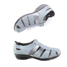 Propet Blue Leather Cut Out Closed Toe Sandals Low Heel Casual Shoes Wom... - $29.54
