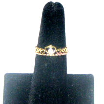 Antique Coated Brass Ring Sz. 5 Ring with Clear Rhinestone Baby Book/Toe... - £7.88 GBP