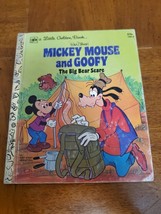 Little Golden Book Disney&#39;s Mickey Mouse And Goofy The Big Bear Scare 19... - $54.32 MXN