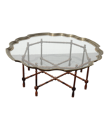 Vintage Baker Furniture Faux Bamboo Coffee Table with Scalloped Brass Gl... - $1,440.00