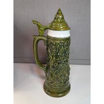 Large 17″ German Style Beer Stein Signed Sam Ceramic Relief with Lid - $70.15 CAD