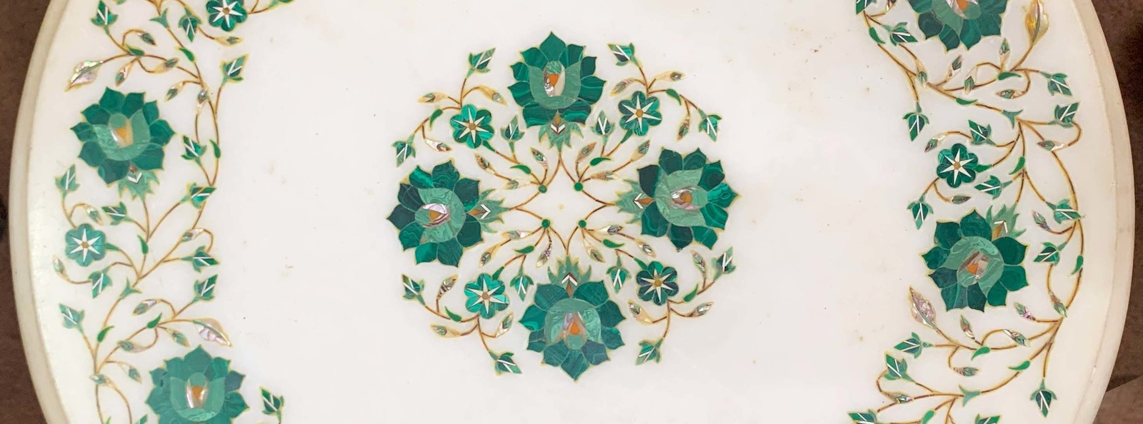 32&quot; Mother of Pearl Inlay Coffee Table Top Pietre Dura inlay work decora... - $2,350.00