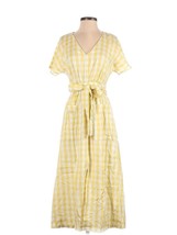 NWT Madewell Dolman-Sleeve Tie-Waist Midi in Pear Gingham Check Apron Dress 00 - $52.00