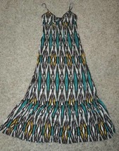 Womens Dress Maxi Halter Sundress Jr. Girls Weavers Brown Blue Tribal $48-sz L - £15.82 GBP