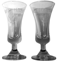 Jagermeister Glass Pair 3 3/4&quot; Tall Stem Cordial Or Shot Glasses Flared Rim - £15.16 GBP