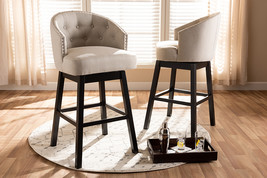 Olson Light Beige Fabric Upholstered Wood Swivel Bar Stool Set of 2 - $7,846.42 MXN