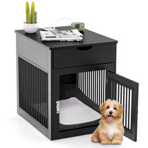 2-In-1 Furniture Dog Crate with Drawer Wired & Wireless Charging Side End Table - £172.99 GBP