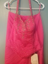 Joli Prom - Hot Pink Halter and Skirt Beaded Sequin Prom Formal Dress Size 8 - £116.37 GBP