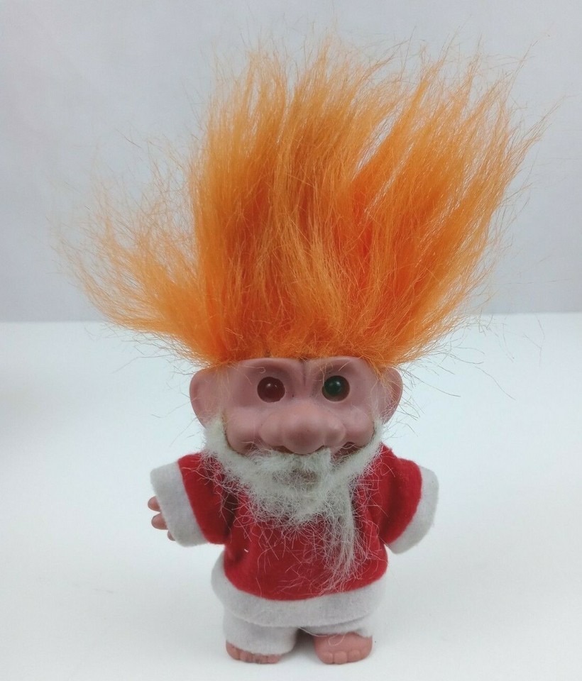 Russ Troll 5&quot; Doll Santa Orange Hair Complete One Red Eye One Green Eye ... - $24.74