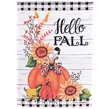 Hello Fall Pumpkin Garden Flag - 13X18 Inches - £13.05 GBP