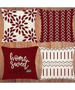 Decorative Pillow Covers Burgundy Modern Couch Throw Accent Indoor Outdoor Cases - $54.99