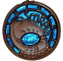 Vtg Gold Tone Scorpio Stained Glass Style Zodiac Keychain HTL Hold to Light - £12.57 GBP
