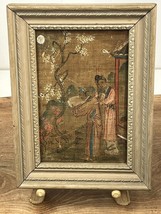 Chinese Painting Old Wooden Frame Glass mount Brush Painting Colored Drawing Art - £70.68 GBP