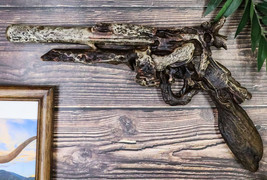 Rustic Western Faux Distressed Wood Six Shooter Revolver Gun Pistol Wall Decor - £21.57 GBP