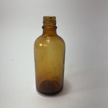 Antique Illinois Glass Company Amber Glass Bottle 5 Inch Tall Number 8 - $5.00