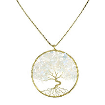 Moonstone Eternal Tree of Life Brass Long Necklace - £11.29 GBP