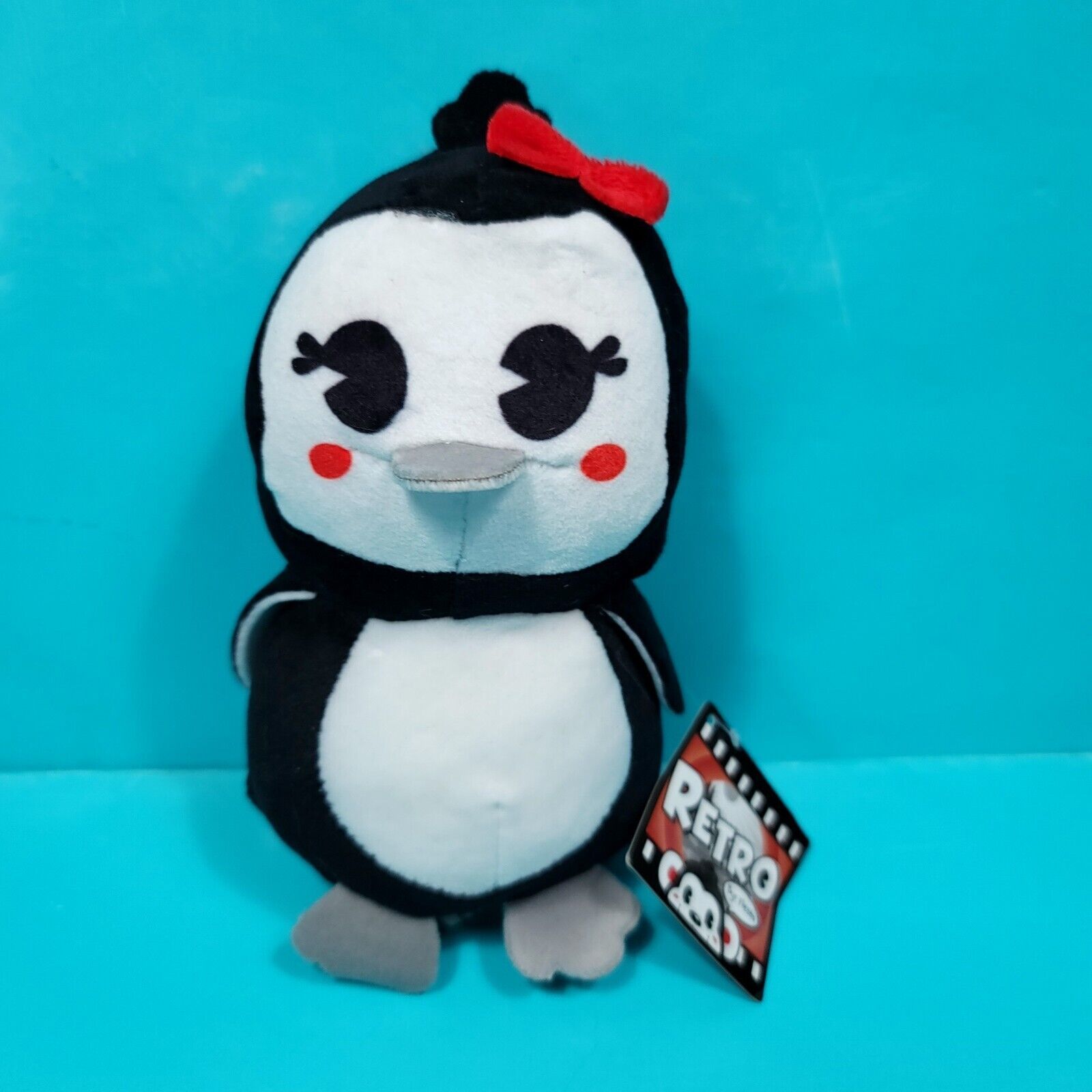 Primary image for Fiesta Toys Retro Hazel Penguin 6" Black & White Plush Stuffed Animal Red Bow
