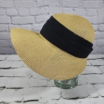 Scala Collection Straw Hat Womens Handcrafted Floppy Sunhat Tan with Black Band  - £19.35 GBP